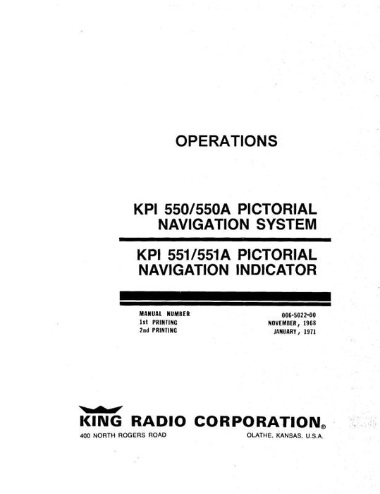 King KPI 550-550A Pictoral Navigation Operations Manual (006-5022-00-OP)