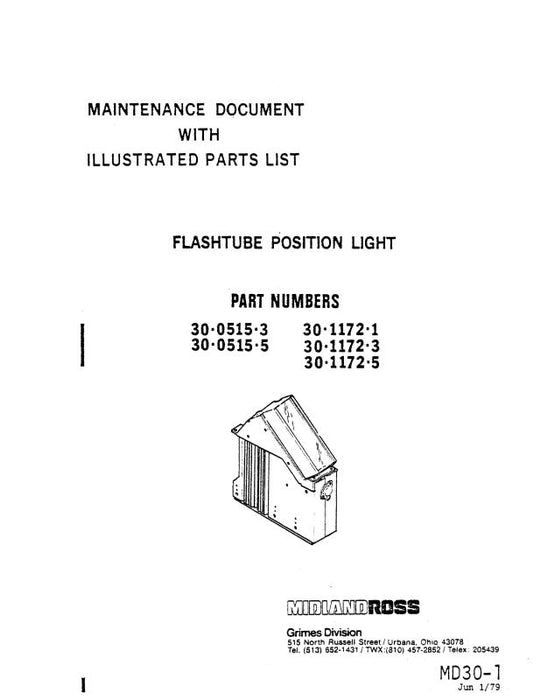 Grimes Flashtube Position Light 1979 Maintenance Document With Illustrated Parts (MD30-1)