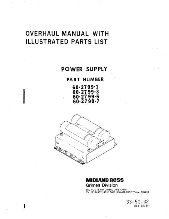 Grimes Power Supply 1984 Overhaul With Illustrated Parts (33-50-32)