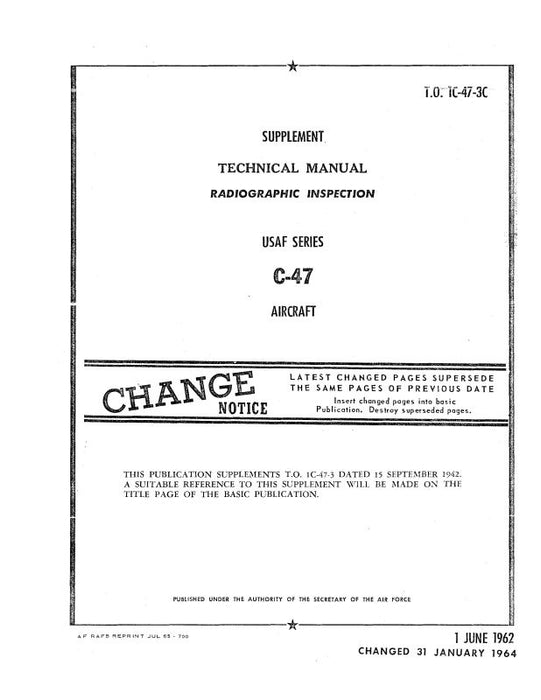 Douglas C-47 Supplement 1962 Technical Manual (TO-1C-47-3C)