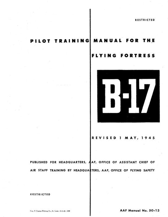 Boeing B-17 Flying Fortress 1945 Pilot Training (50-13)
