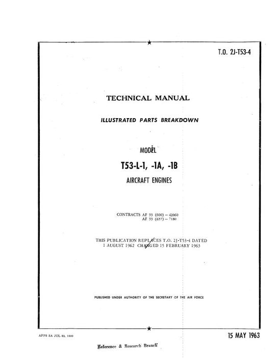 Lycoming T53-L-1, -1A, -1B 1963 Illustrated Parts (2J-T53-4)