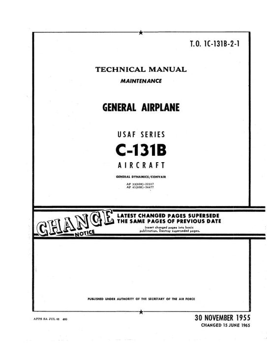 Consolidated C-131B 1955 USAF Series Maintenance Manual (1C-131B-2-1)