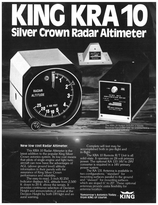 King KRA 10 Radar Altimeter-Color Pilot's Guide (KIKRA10-PG-C)