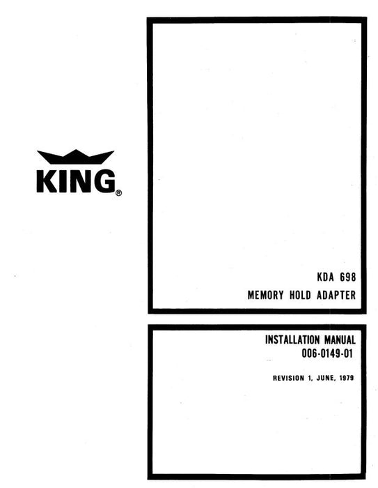 King KDA 698 Memory Hold Adapter Installation Manual (006-0149-01)