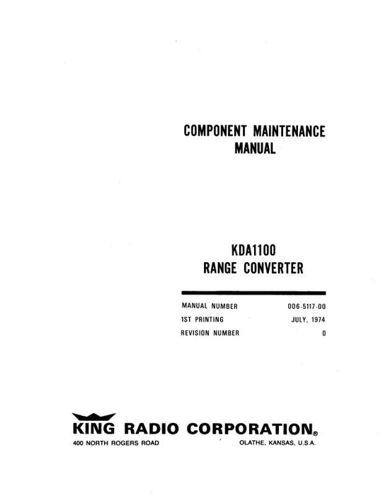 King KDA 1100 Range Converter Overhaul, Parts (006-5117-00)