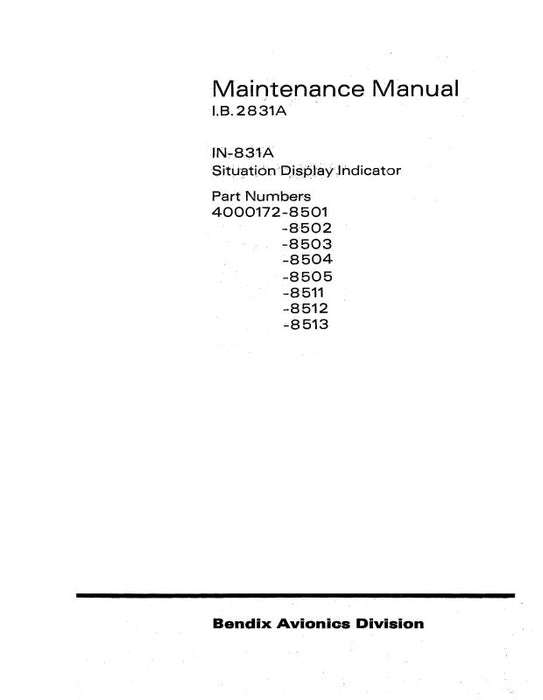 Bendix IN-831A  1975 Maintenance Manual (I.B.2831A)