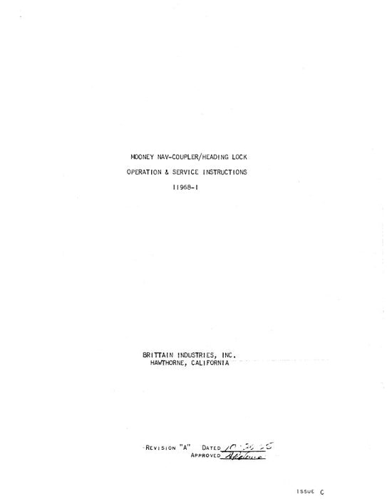 Brittain Industries Mooney - Brittain System Operation & Maintenance Manual