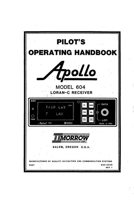 II Morrow Inc 604 Loran-C Receiver Pilot's Operating Handbook (587)