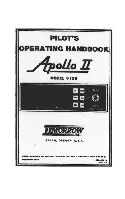 II Morrow Inc Apollo II 612B 1987 Operation & Training (560-0061D)