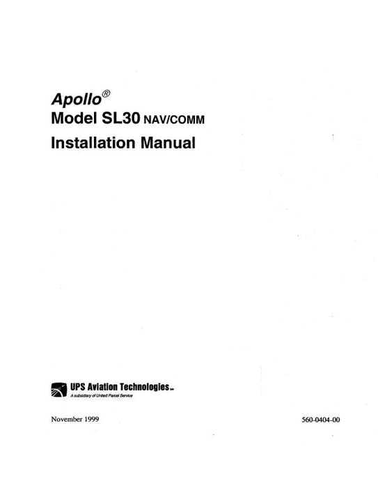 II Morrow Inc Apollo SL30 Nav-Comm Installation Manual (560-0404-00)