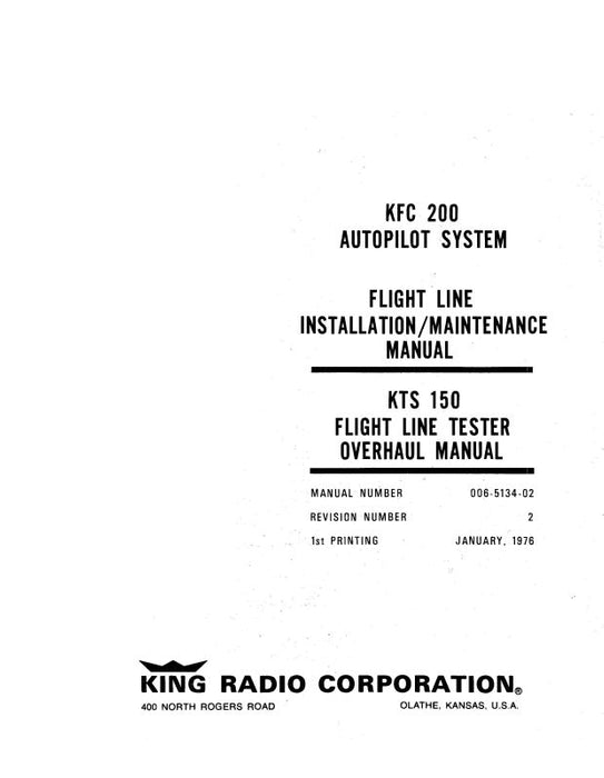 King KFC 200, KTS 150 1976 Maintenance & Overhaul Manual (006-5134-00)