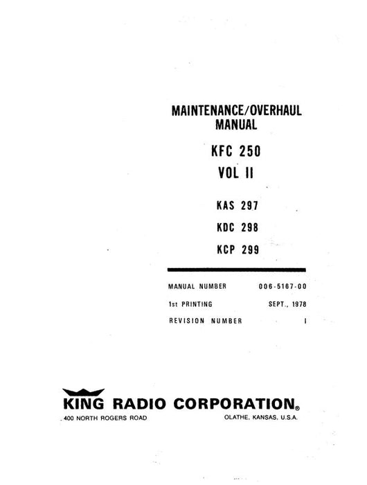 King KFC 250 Flight Control Vol II Maintenance-Overhaul (006-5167-00)