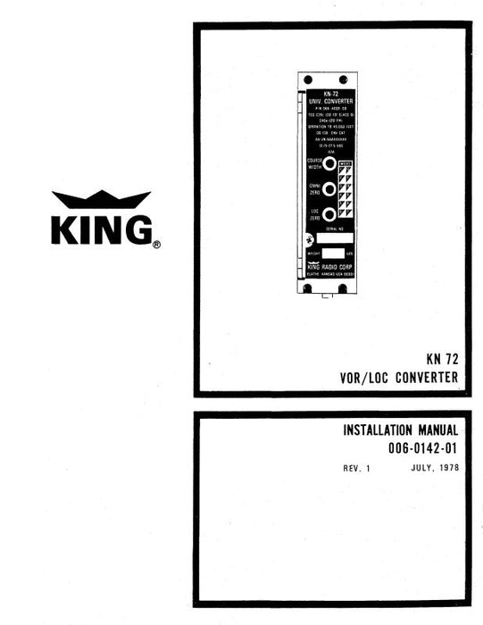 King KN 72 VOR-LOC Converter 1978 Installation (006-0142-01)