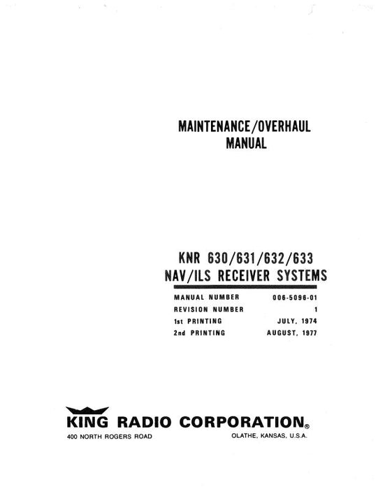 King KNR 630-631-632-633 Nav-Ils Maintenance-Installation Manual (006-5096-02)