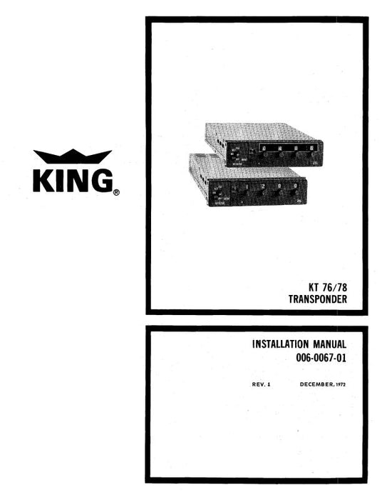 King KT76-78 Transponder 1972 Installation (006-0067-01)