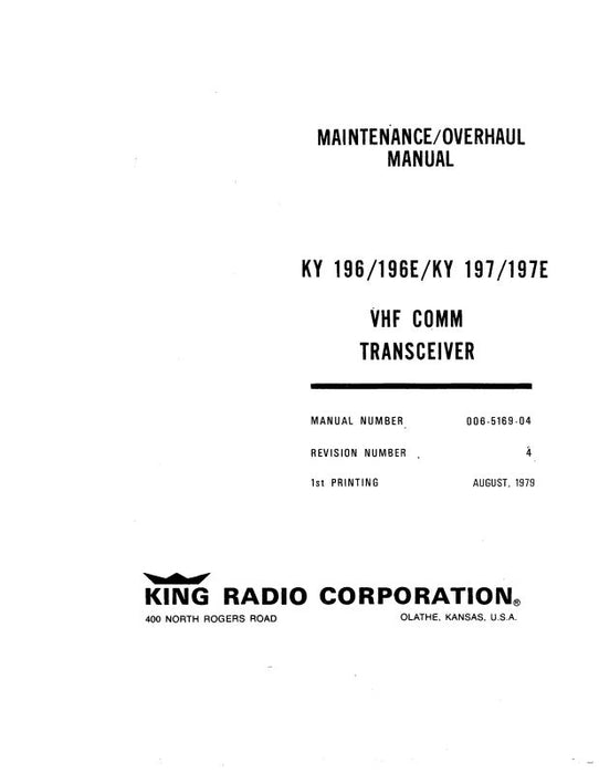 King KY 196,196E,197,197E 1979 Maintenance Manual (006-5169-04)