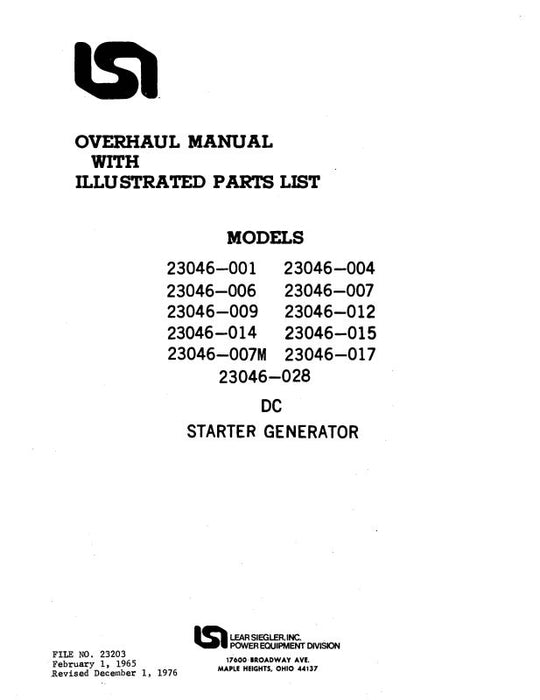Lear Seigler 23046 Series 1965 Overhaul Manual With Illustrated Parts (23203)
