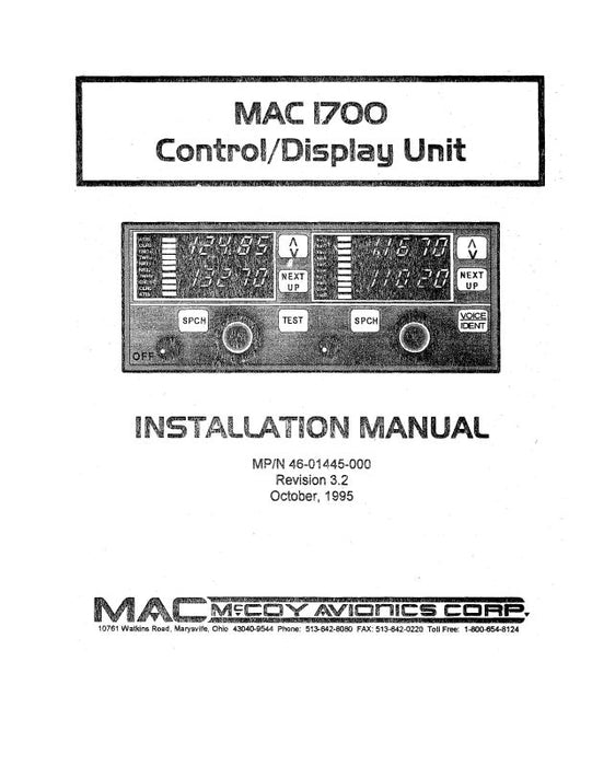 McCoy Avionics MAC 1700 Control-Display Unit Maintenance-Installation (46-01445-000-C)