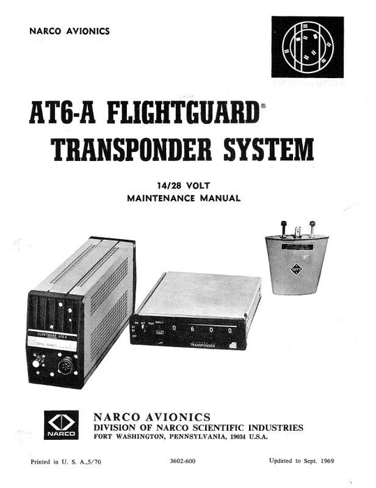 Narco AT6-A Flightguard Transponder Maintenance Manual (3602-600)