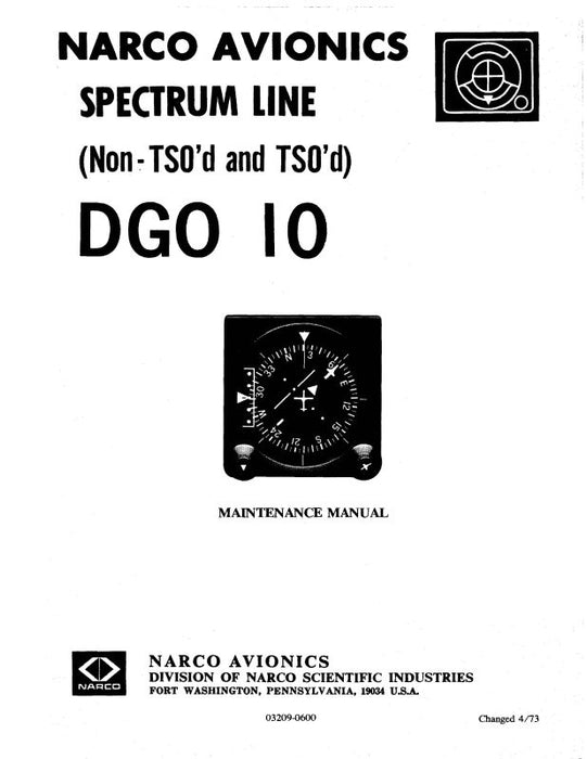 Narco DGO10 Spectrum Line Maintenance-Installation Manual (03209-0600)