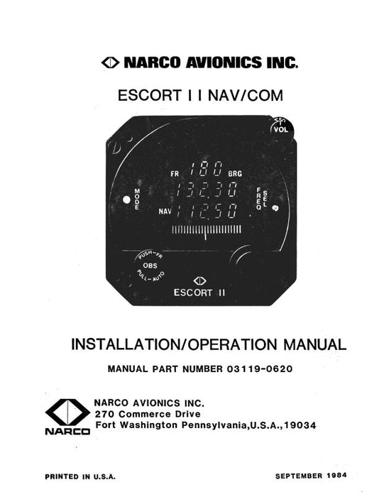 Narco Escort 11 Nav-Com 1984 Installation-Operation (03119-0620)