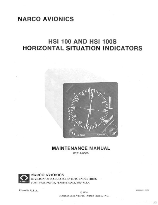 Narco HSI 100 & HSI 100S Maintenance Manual (03214-0600)