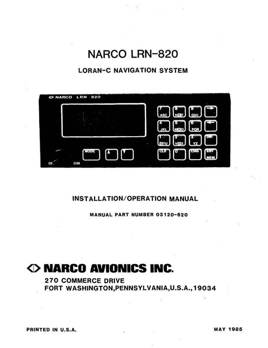 Narco LRN-820 Loran-C Nav. System Installation-Operation Manual (03120-620)