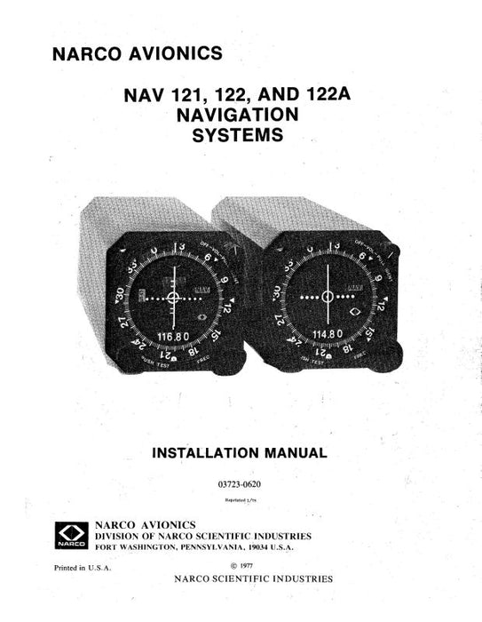 Narco NAV 121, 122, 122A 1977 Installation Manual (03723-0620)
