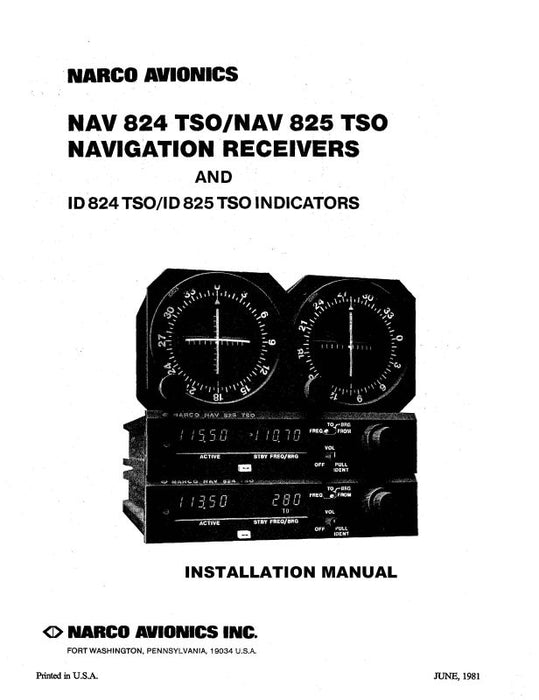 Narco NAV 824-825 TSO 1981 Maintenance Manual (03115-0600)
