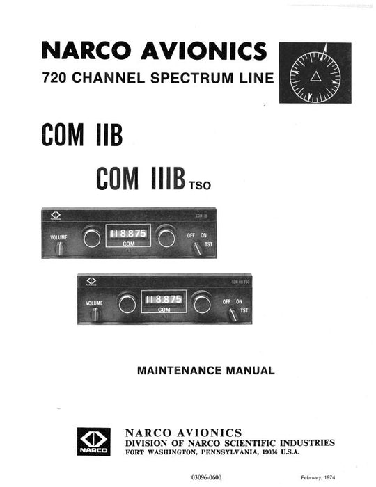 Narco COM IIB & COM III B TSO 1974 Maintenance Manual (03096-0600)