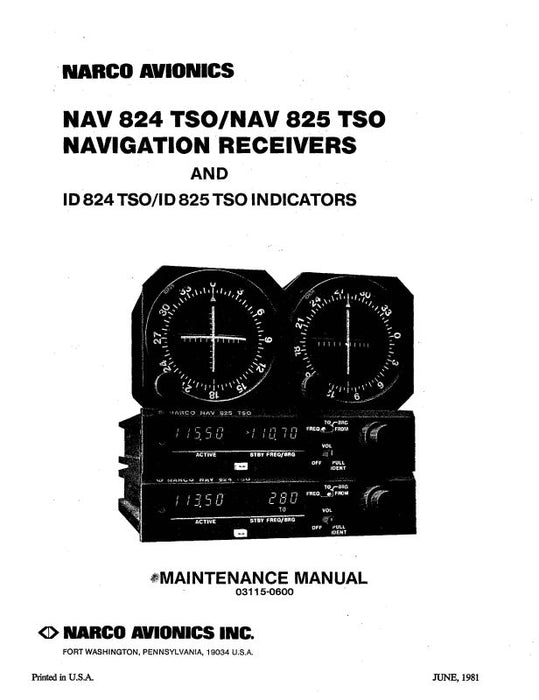 Narco NAV 824 TSO-NAV 825 TSO Maintenance Manual (03115-0600)