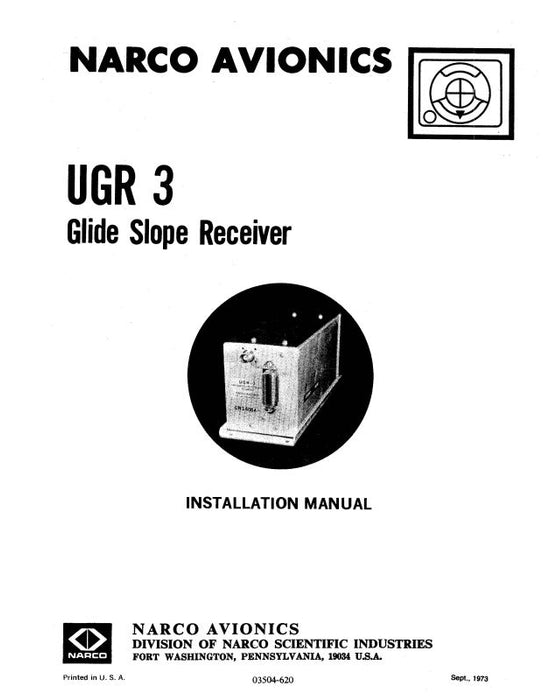 Narco UGR-3 Glide Slope Receiver1973 Installation Manual (03504-620)