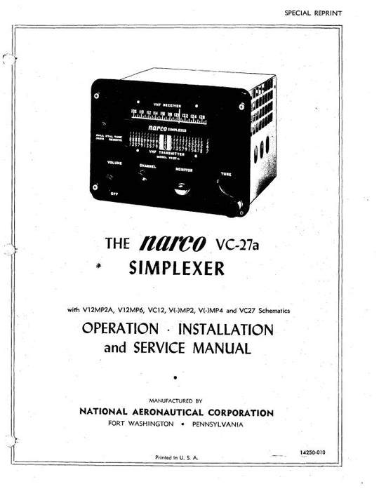 Narco VC-27a Simplexer Operation, Installation and Maintenance Manual (14250-010)