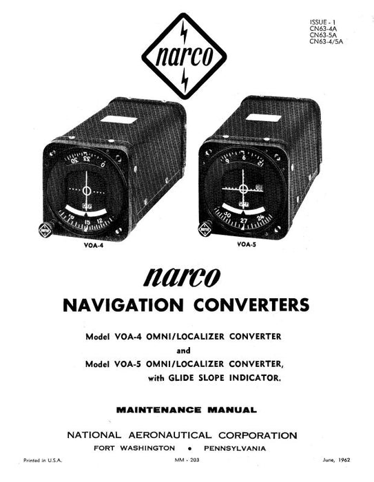 Narco VOA-4 & 5 1963 Maintenance Manual (MM-203)