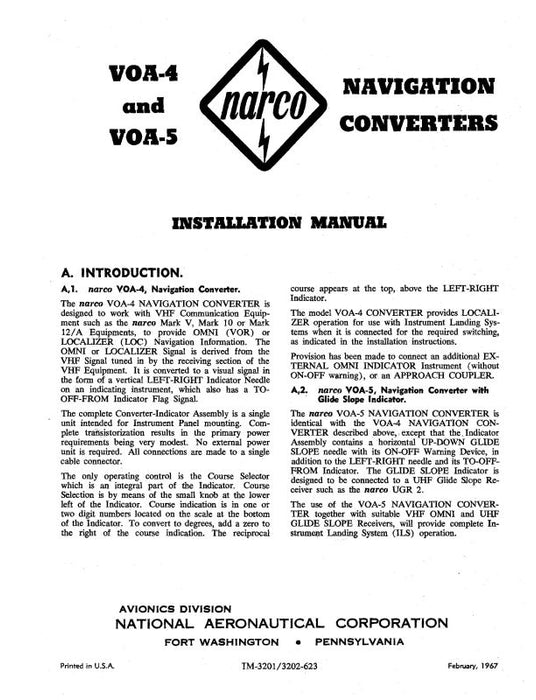 Narco VOA-4,-5 Navigation Converters Installation Manual (IM-3201-3202-62)
