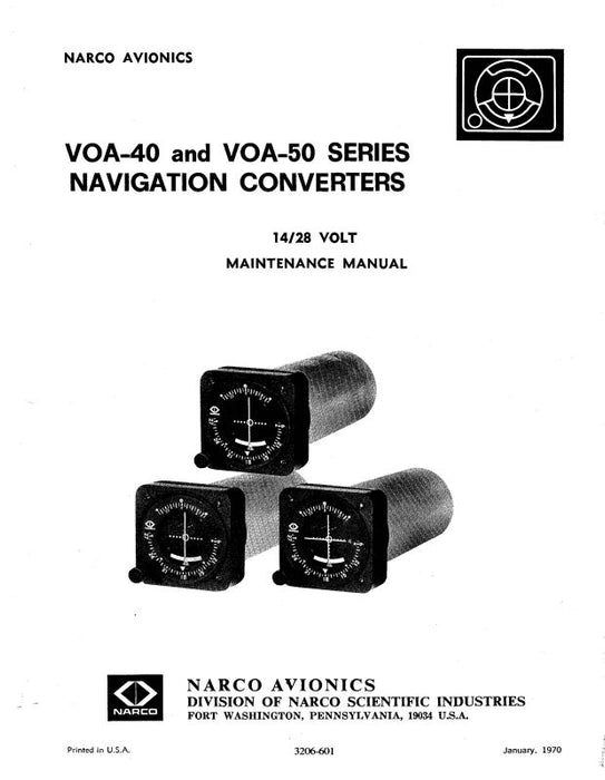 Narco VOA40-50 Nav Converters 1970 Maintenance Manual (3206-601)