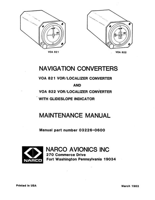 Narco VOA 821,822 1983 Maintenance Manual (03226-0600)
