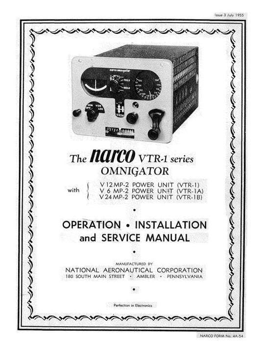 Narco VTR-1 Omnigator 1954 Operation, Installation, and Maintenance Manual (NRVTR1-54-OP-C)