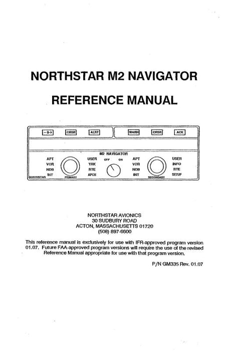 Northstar Avionics Northstar M2 Navigator 1992 Reference Manual (GM335REV1.07)