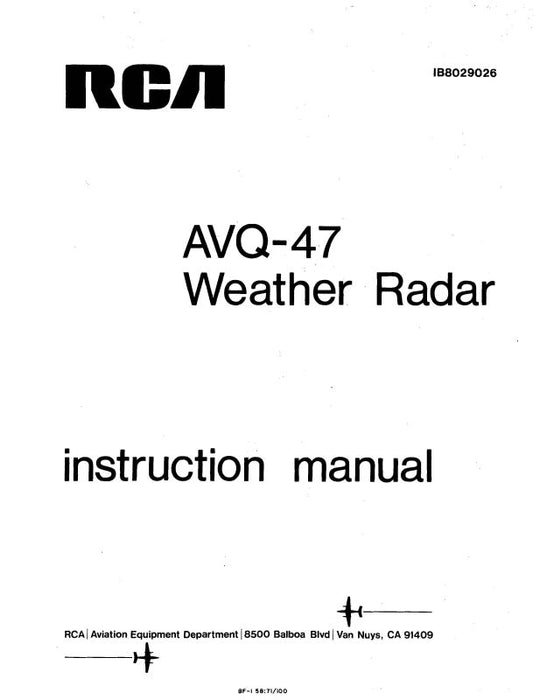 RCA - Primus - Honeywell - Sperry AVQ-47 Weather Radar Maintenance Manual (1B8029026)