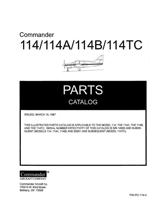Aero Commander 114, 114A,B,TC Series 1997 Illustrated Parts Catalog (IPC-114-A)
