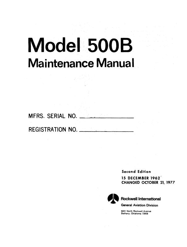 Aero Commander 500B Maintenance Manual (AC500B-M-C) — Essco Aircraft