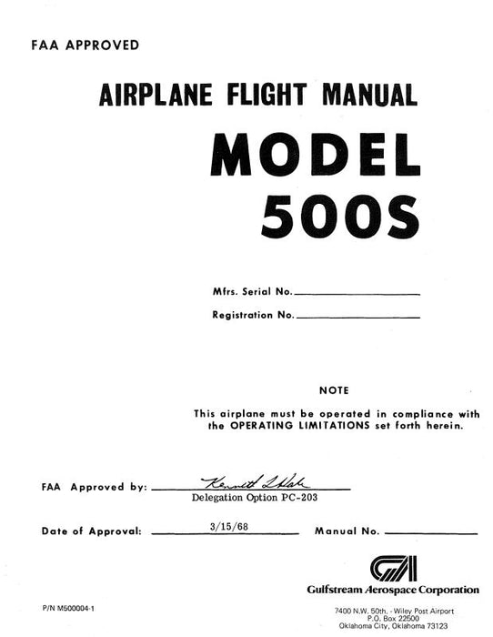 Aero Commander 500S  1968 Flight Manual (M500004-1)