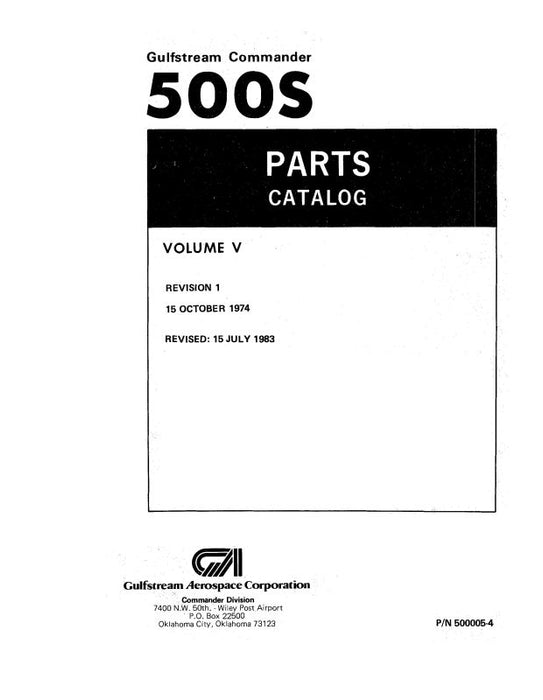 Aero Commander 500S 1968-79 Parts Catalog (M500005-4)