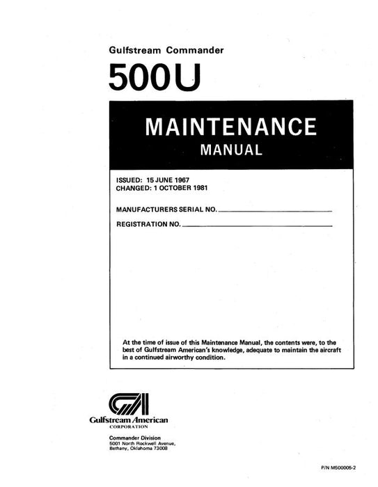 Aero Commander 500U Maintenance Manual (M500005-2)