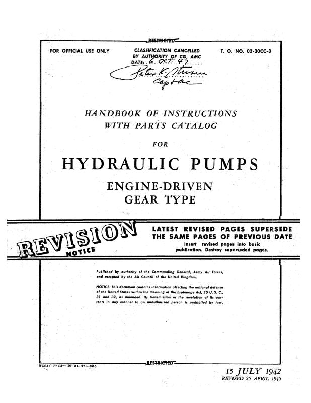 Pesco Model B2 Hydraulic Pump Parts Catalog with Instructions, (0330