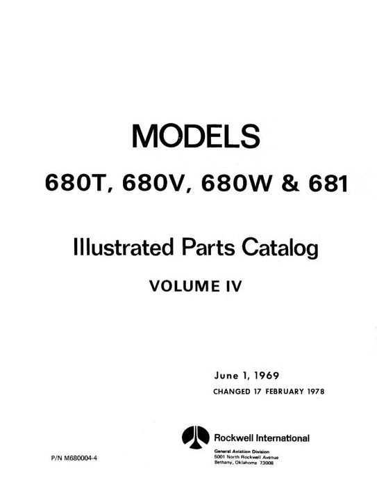 Aero Commander 680T, 680V, 680W,681 Illustrated Parts Catalog (AC680TVW681C)