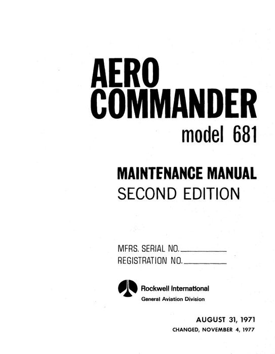 Aero Commander 681 Series Maintenance Manual (AC681-M-C)