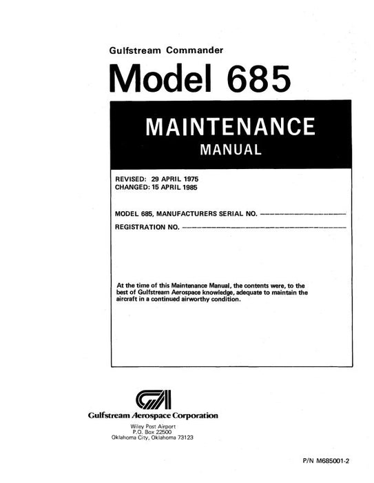 Aero Commander 685 1972-74 Maintenance Manual (M685001-2)